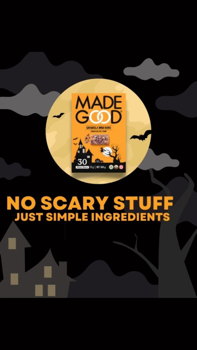 You heard us. No scary stuff here! Just simple, allergy-friendly ingredients. 🌙🎃🍂 find us at 🇺🇸 Target and 🇨🇦 Loblaws! 

.⁣
.⁣
.⁣
.⁣
.⁣
#schoollunchbox #healthylunchbox #betterforyouproducts #betterforyou #betterforyourbody #betterforyoubrands #betterforyouingredients #betterforyousnacks #betterforyoulunchbox #healthyliving #madegood #plantbased #vegancommunity #veganfood #MadeGoodSnacks #veganlife #vegansofig #allergyfriendlymom #allergymom #allergymomapproved #allergymoms #foodallergymom #allergymomwin #nutfree #nongmo #healthysnacks #certifiedvegan #busymom #allergyfriendly #AllergyParent