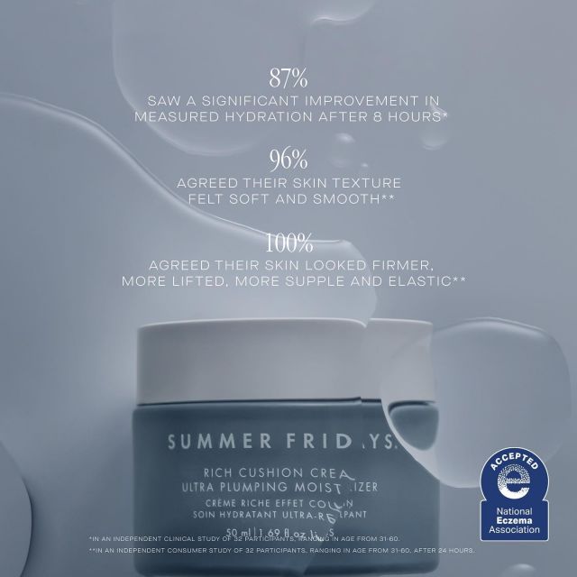 We’re honored to have received the National Eczema Association's Seal of Acceptance™ for Rich Cushion Cream and Jet Lag Mask!

This means they passed the NEA's strict testing requirements for sensitivity, and the formula is free from any known irritants for those with eczema.

Swipe to see the results for Rich Cushion Cream...