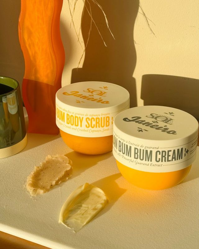 Brazilian Bum Bum Cream and Bum Bum Body Scrub are an espresso shot for your skin ☕ This duo formulated with guaraná, a plant from the Amazon that contains 5x the caffeine as coffee, stimulating microcirculation for smoother-looking skin! ✨